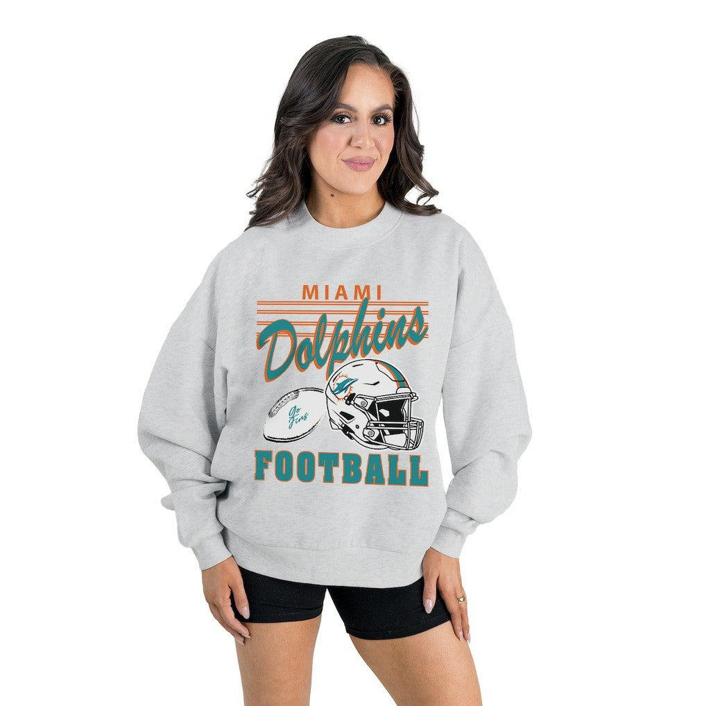 Gameday Couture Women's Home Turf Oversized Premium Fleece Pullover Sweatshirt - Miami Dolphins