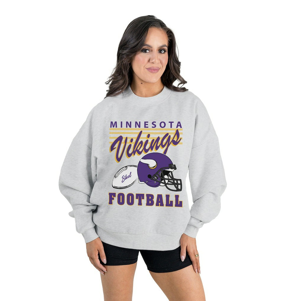 Gameday Couture Women's Home Turf Oversized Premium Fleece Pullover Sweatshirt - Minnesota Vikings