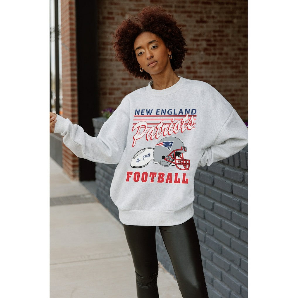 Gameday Couture Women's Home Turf Oversized Premium Fleece Pullover Sweatshirt - New England Patriots