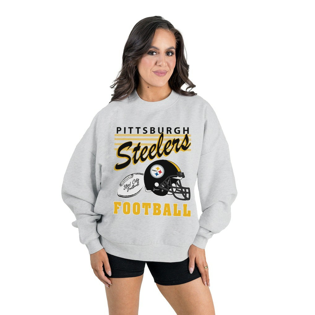 Gameday Couture Women's Home Turf Oversized Premium Fleece Pullover Sweatshirt - Pittsburgh Steelers