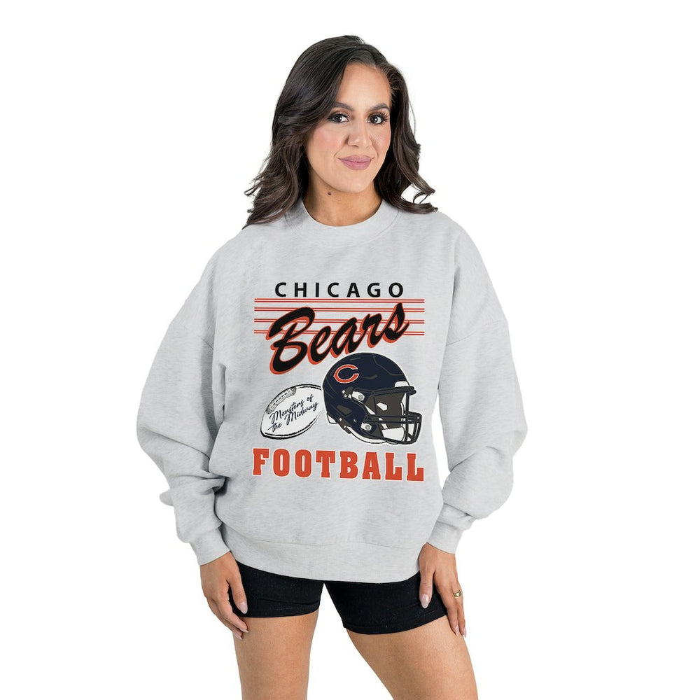 Gameday Couture Women's Home Turf Oversized Premium Fleece Pullover Sweatshirt - Chicago Bears