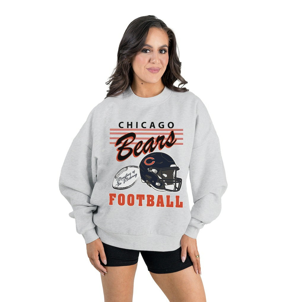 Gameday Couture Women's Home Turf Oversized Premium Fleece Pullover Sweatshirt - Chicago Bears