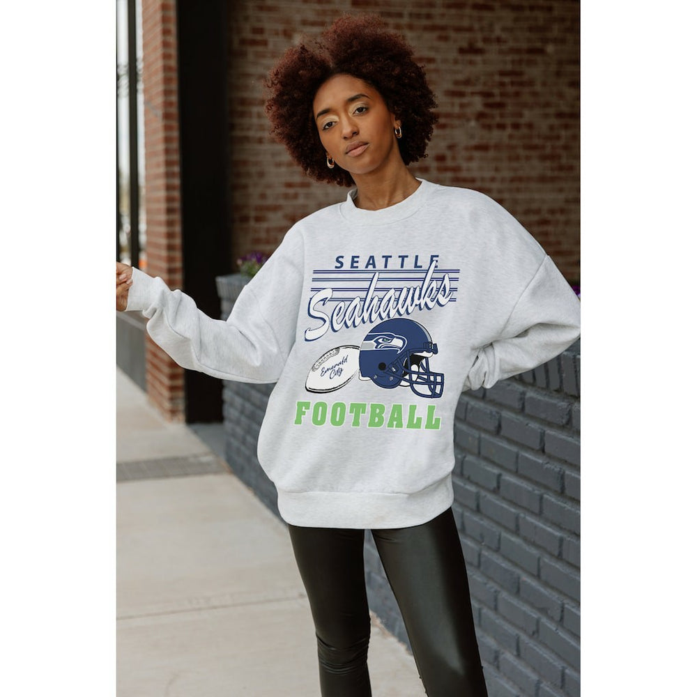 Gameday Couture Women's Home Turf Oversized Premium Fleece Pullover Sweatshirt - Seattle Seahawks