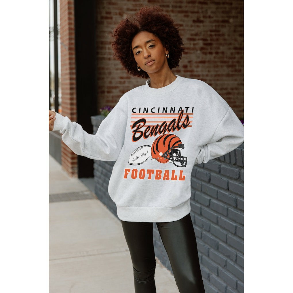 Gameday Couture Women's Home Turf Oversized Premium Fleece Pullover Sweatshirt - Cincinnati Bengals