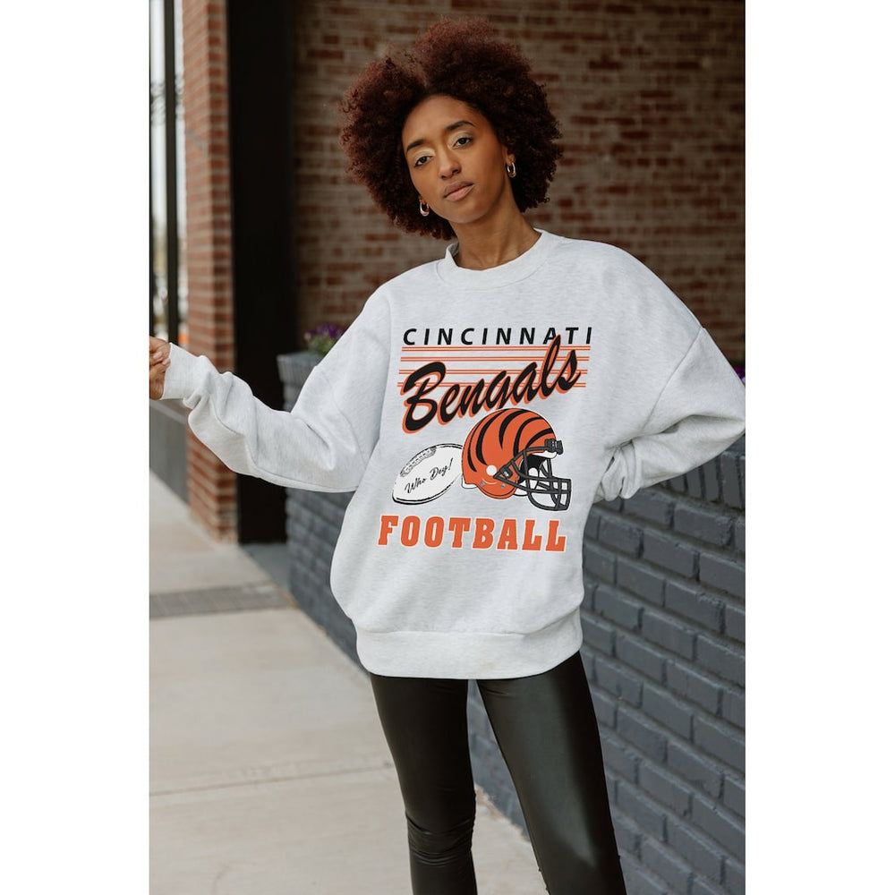 Gameday Couture Women's Home Turf Oversized Premium Fleece Pullover Sweatshirt - Cincinnati Bengals