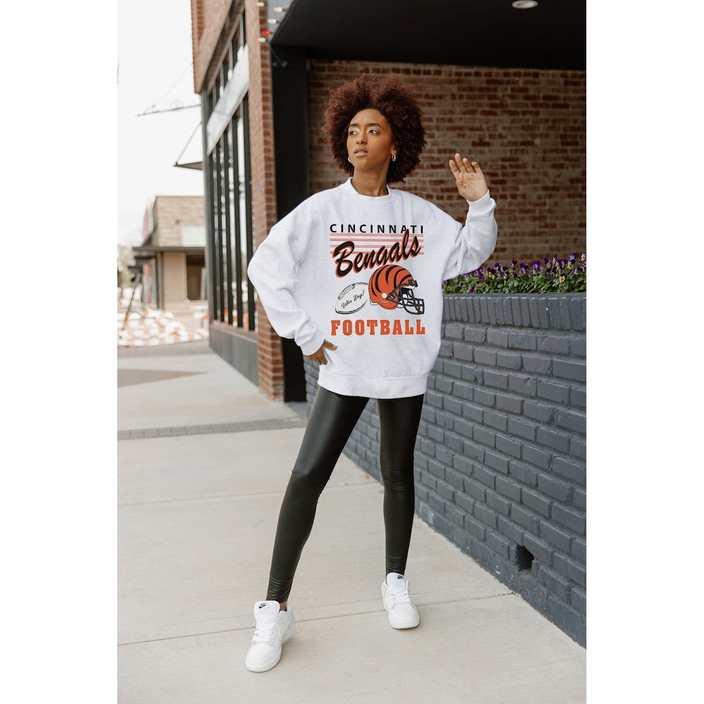 Gameday Couture Women's Home Turf Oversized Premium Fleece Pullover Sweatshirt - Cincinnati Bengals