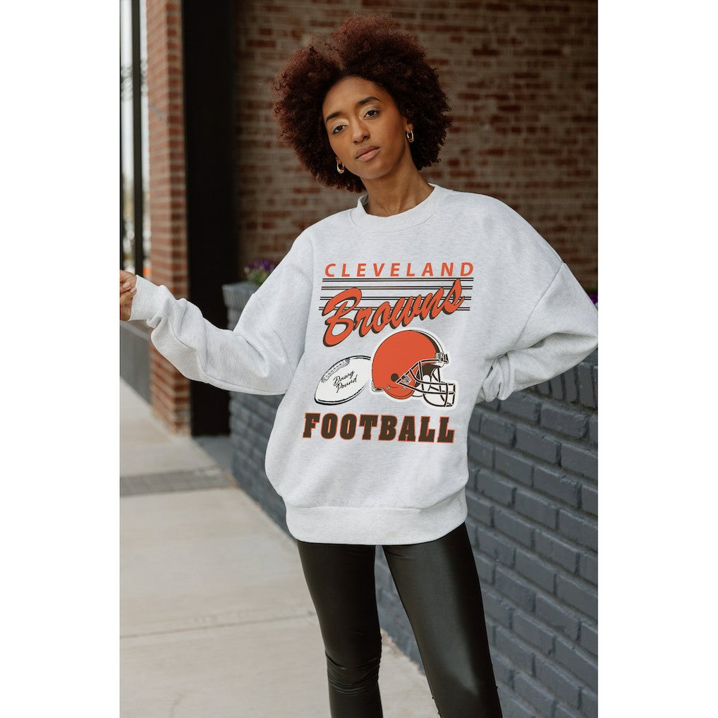 Gameday Couture Women's Home Turf Oversized Premium Fleece Pullover Sweatshirt - Cleveland Browns