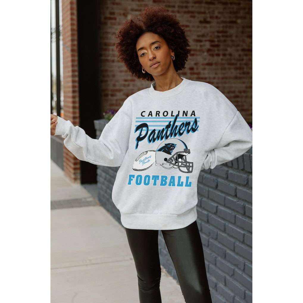 Gameday Couture Women's Home Turf Oversized Premium Fleece Pullover Sweatshirt - Carolina Panthers