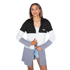 Gameday Couture Women's Tri-Blend Color Block Lightweight Cardigan Hoodie - Denver Broncos