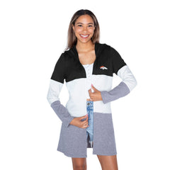 Gameday Couture Women's Tri-Blend Color Block Lightweight Cardigan Hoodie - Denver Broncos