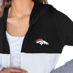 Gameday Couture Women's Tri-Blend Color Block Lightweight Cardigan Hoodie - Denver Broncos