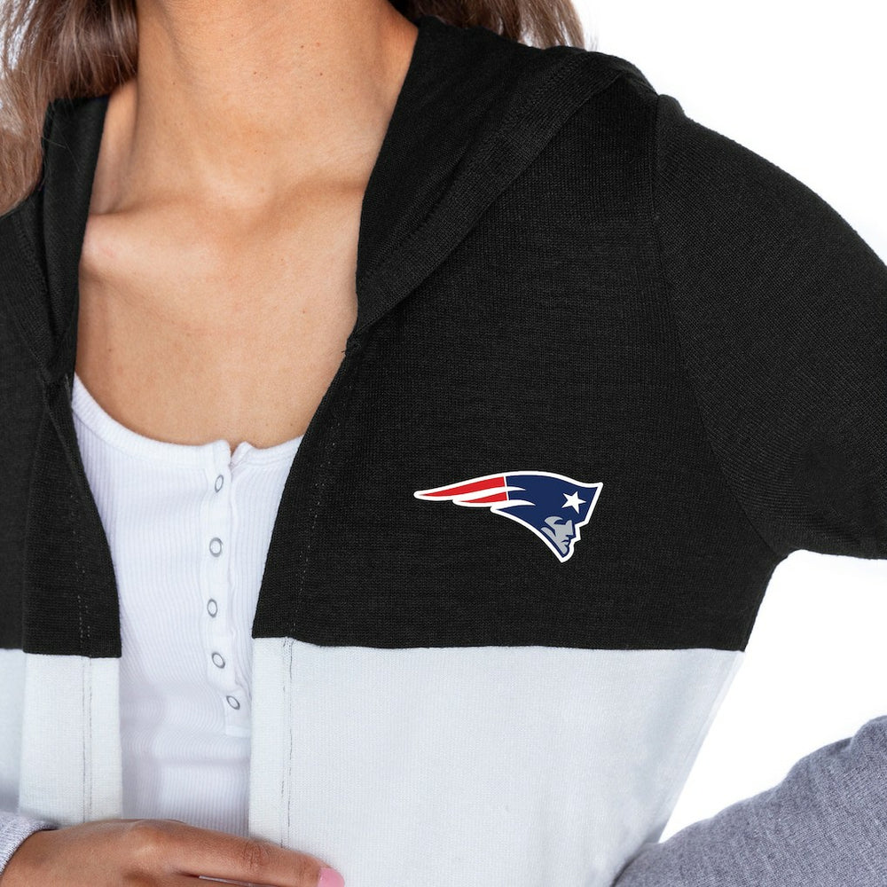 Gameday Couture Women's Tri-Blend Color Block Lightweight Cardigan Hoodie - New England Patriots