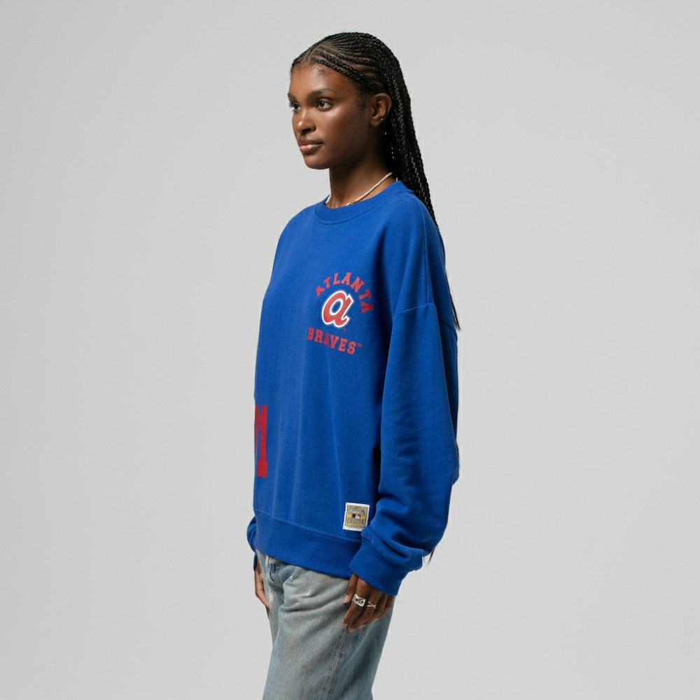 MLB Atlanta Braves Mitchell & Ness Women's Cooperstown Collection Crewneck Sweatshirt