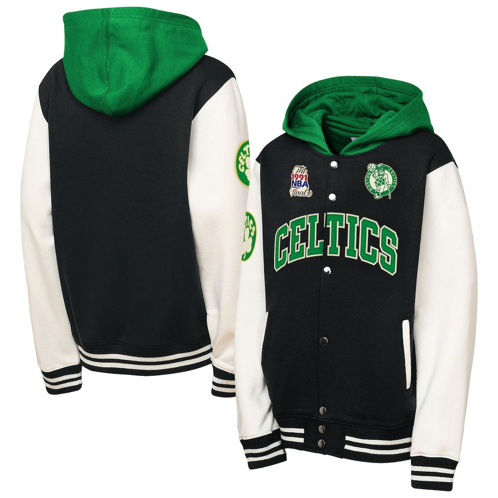 NBA Boston Celtics Youth Hardwood Classics Courtside Fleece Full-Snap Hoodie Jacket