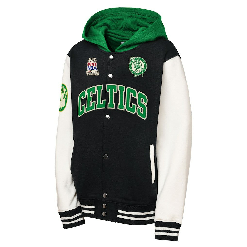 NBA Boston Celtics Youth Hardwood Classics Courtside Fleece Full-Snap Hoodie Jacket