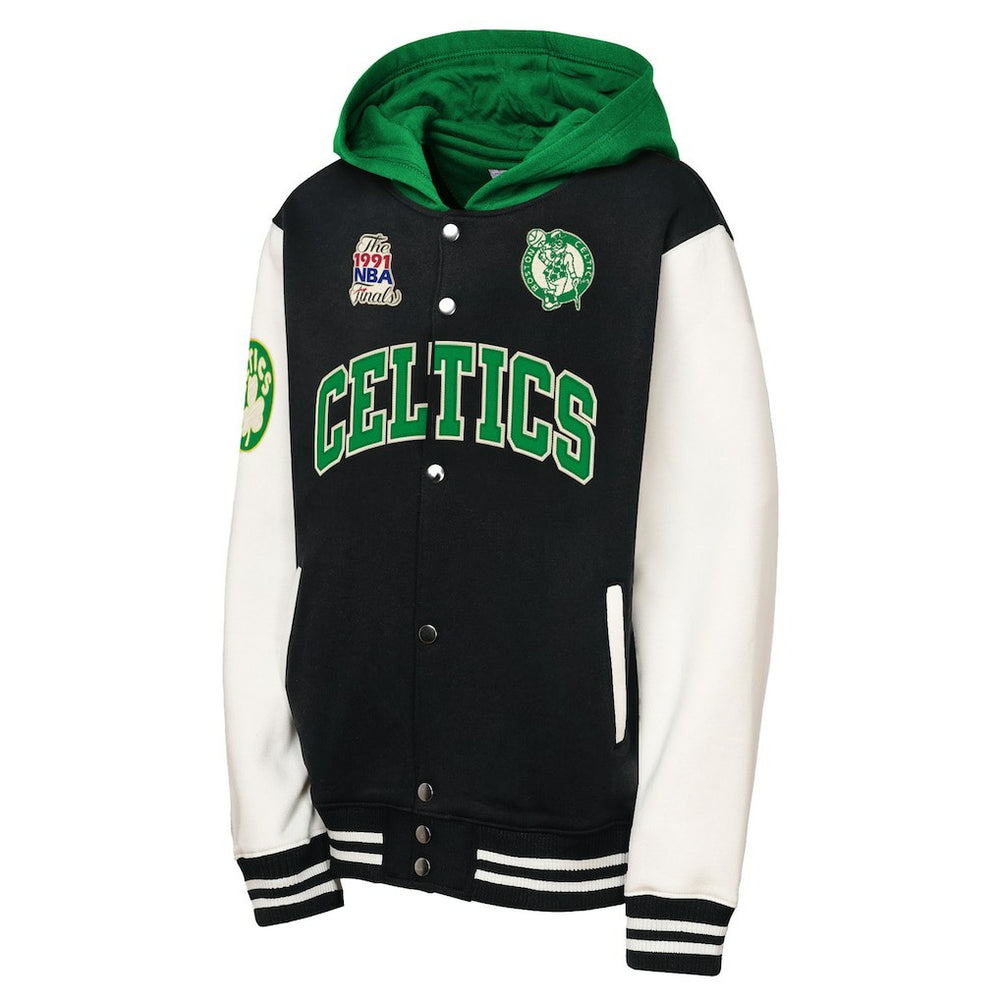 NBA Boston Celtics Youth Hardwood Classics Courtside Fleece Full-Snap Hoodie Jacket