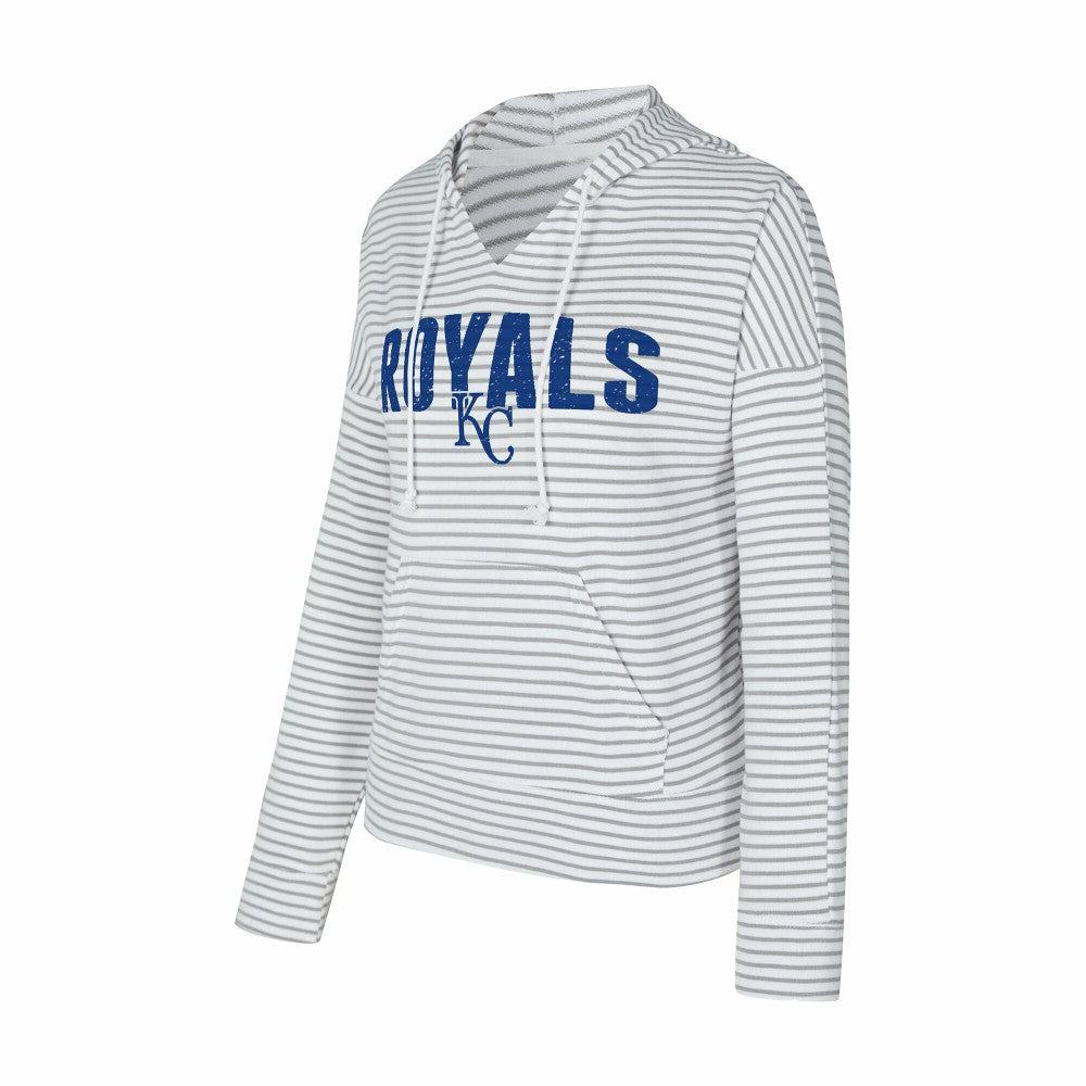MLB Kansas City Royals Concepts Sport Women's Liftoff Striped V-Neck Hoodie