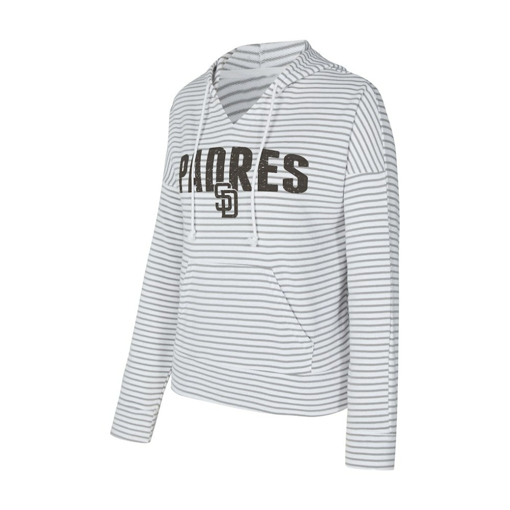 MLB San Diego Padres Concepts Sport Women's Liftoff Striped V-Neck Hoodie