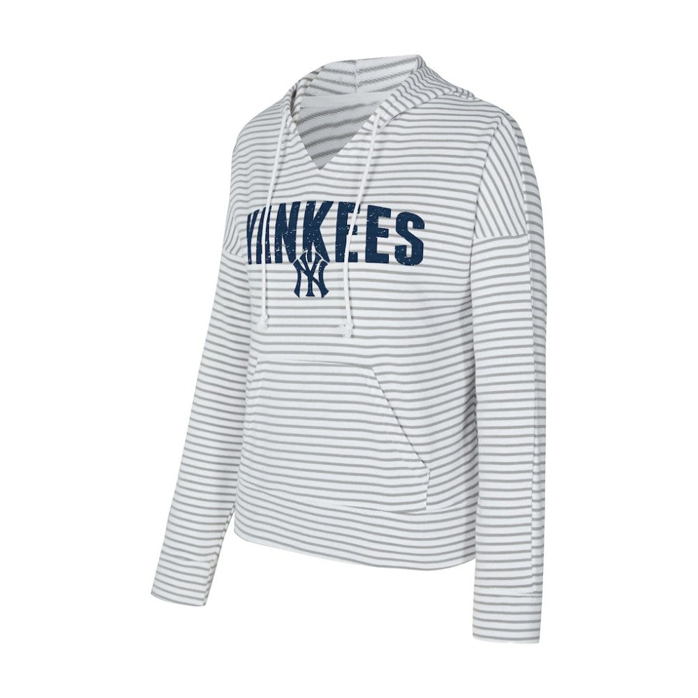 MLB New York Yankees Concepts Sport Women's Liftoff Striped V-Neck Hoodie