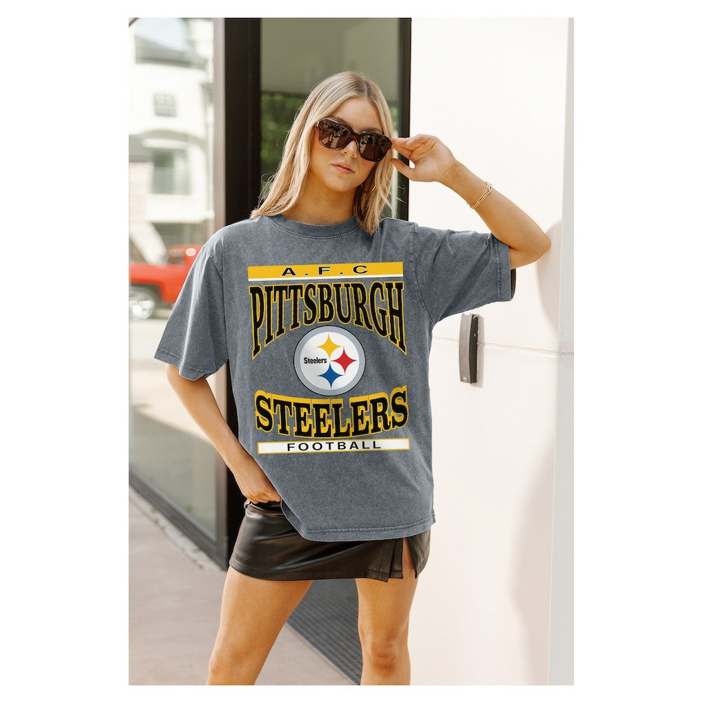 Gameday Couture Women's Oversized Classic Grind Washed T-Shirt - Pittsburgh Steelers