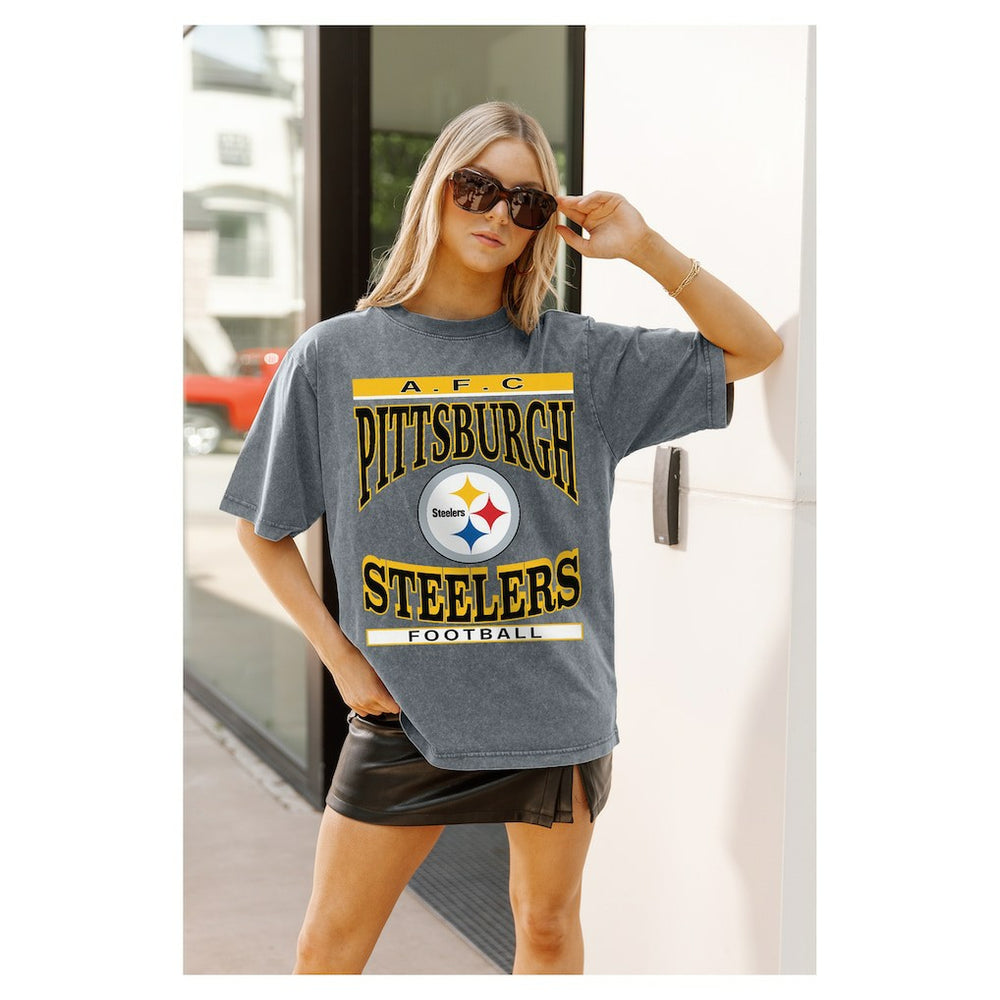 Gameday Couture Women's Oversized Classic Grind Washed T-Shirt - Pittsburgh Steelers