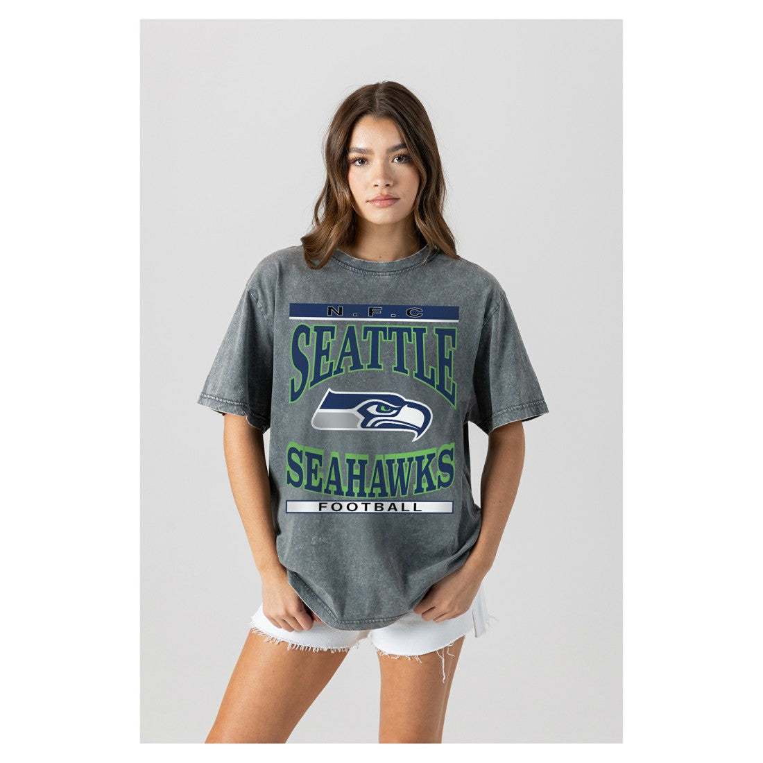 Gameday Couture Women's Oversized Classic Grind Washed T-Shirt - Seattle Seahawks