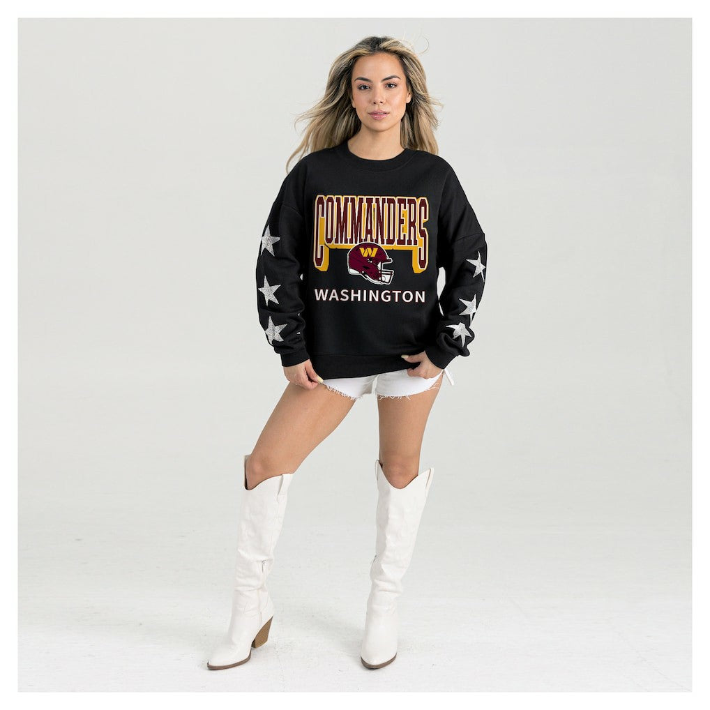 Gameday Couture Women's Pure Victory Rhinestud Star-Sleeve Pullover Sweatshirt - Washington Commanders