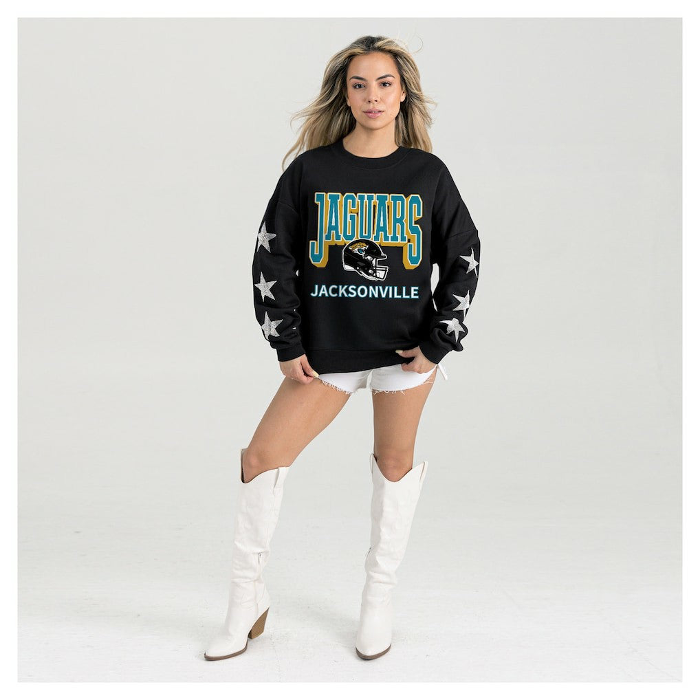 Gameday Couture Women's Pure Victory Rhinestud Star-Sleeve Pullover Sweatshirt - Jacksonville Jaguars