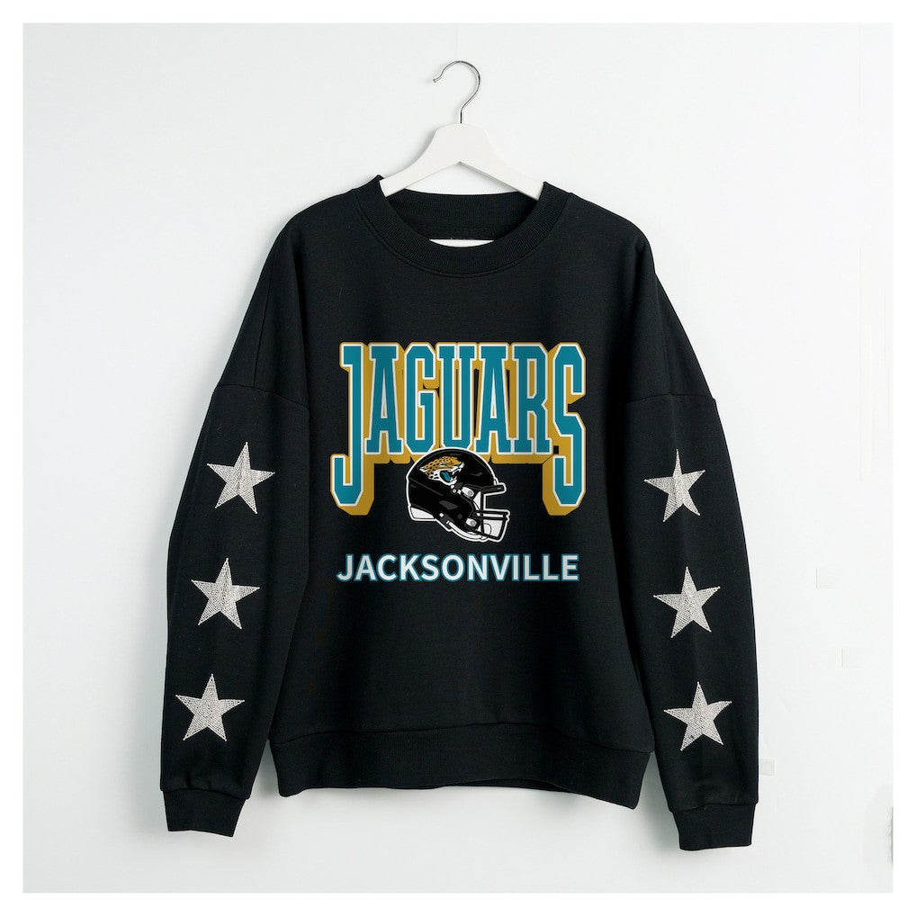 Gameday Couture Women's Pure Victory Rhinestud Star-Sleeve Pullover Sweatshirt - Jacksonville Jaguars