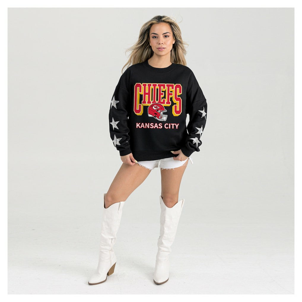 Gameday Couture Women's Pure Victory Rhinestud Star-Sleeve Pullover Sweatshirt - Kansas City Chiefs
