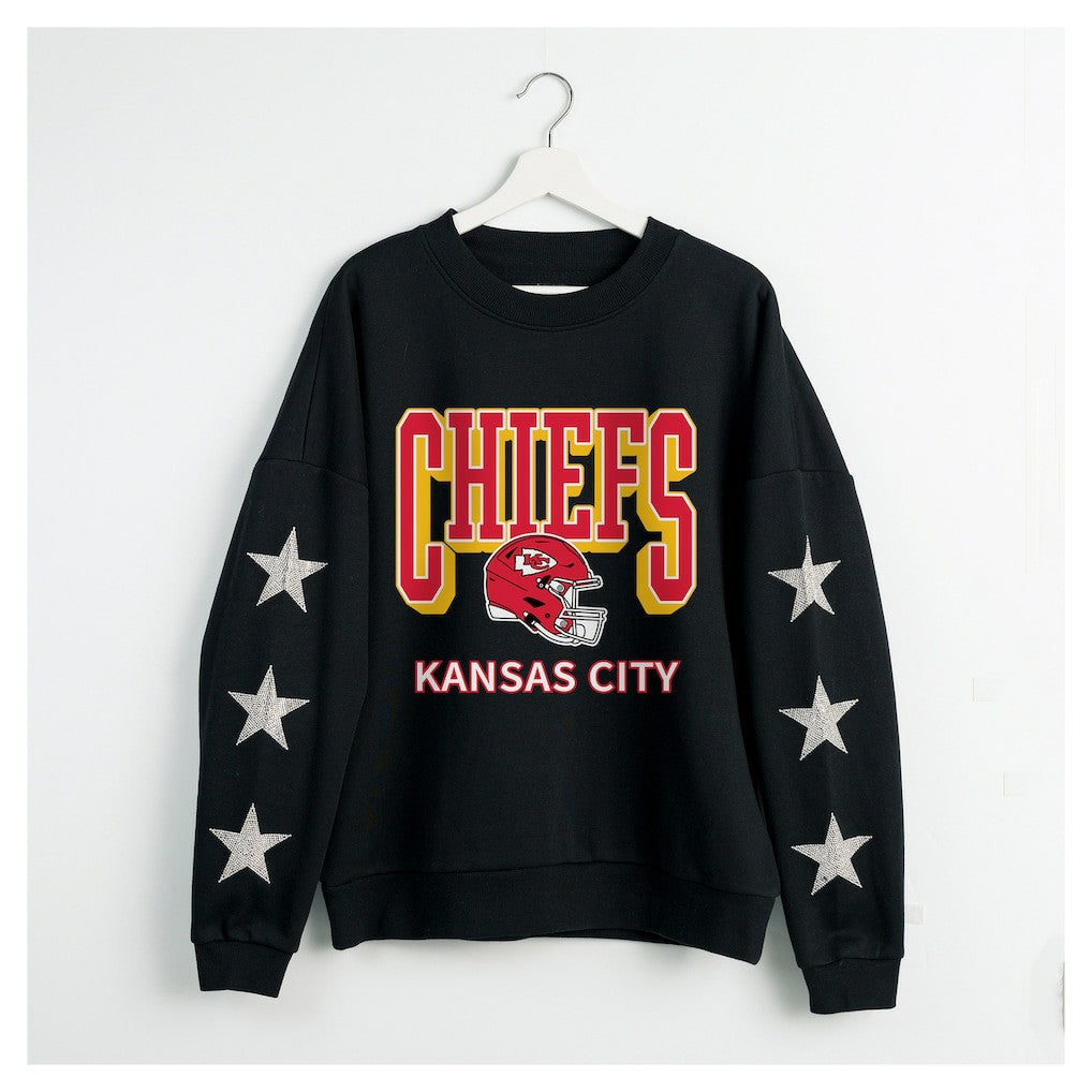 Gameday Couture Women's Pure Victory Rhinestud Star-Sleeve Pullover Sweatshirt - Kansas City Chiefs