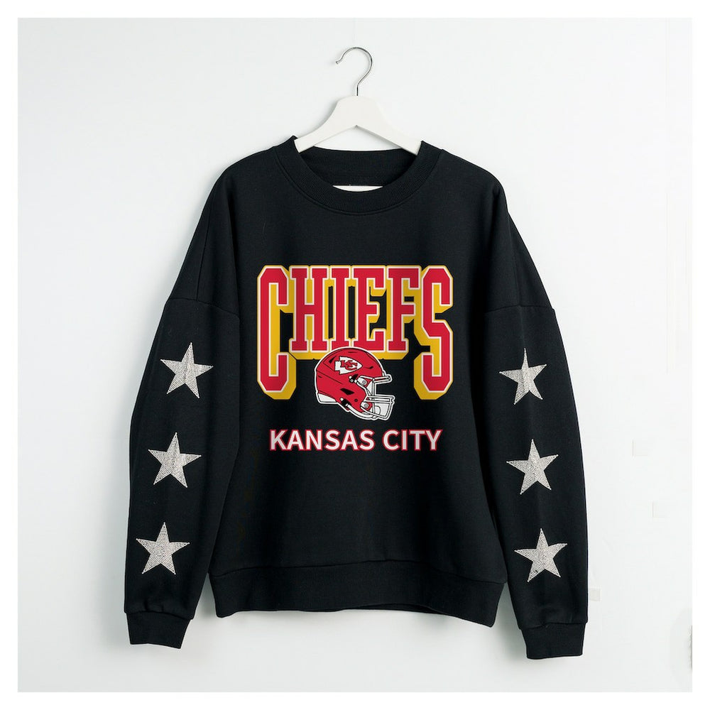 Gameday Couture Women's Pure Victory Rhinestud Star-Sleeve Pullover Sweatshirt - Kansas City Chiefs