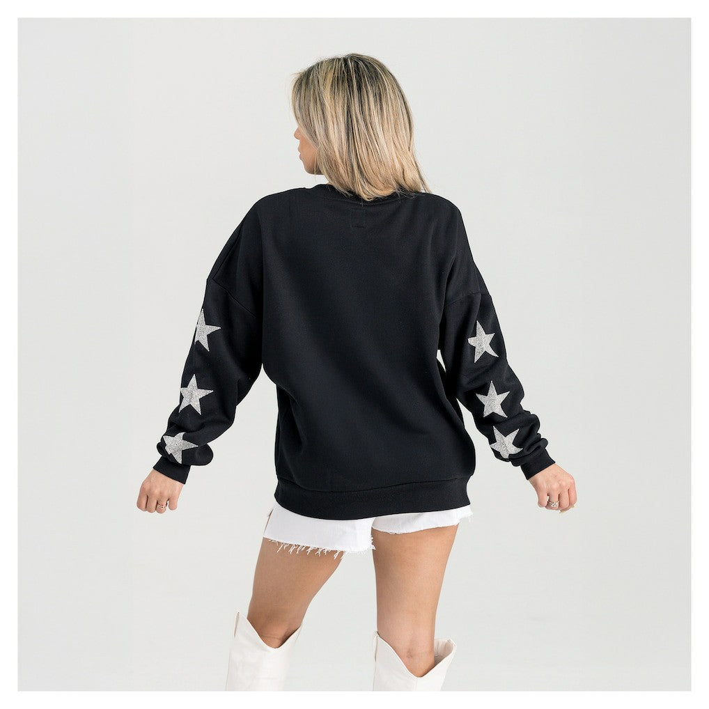Gameday Couture Women's Pure Victory Rhinestud Star-Sleeve Pullover Sweatshirt - Las Vegas Raiders