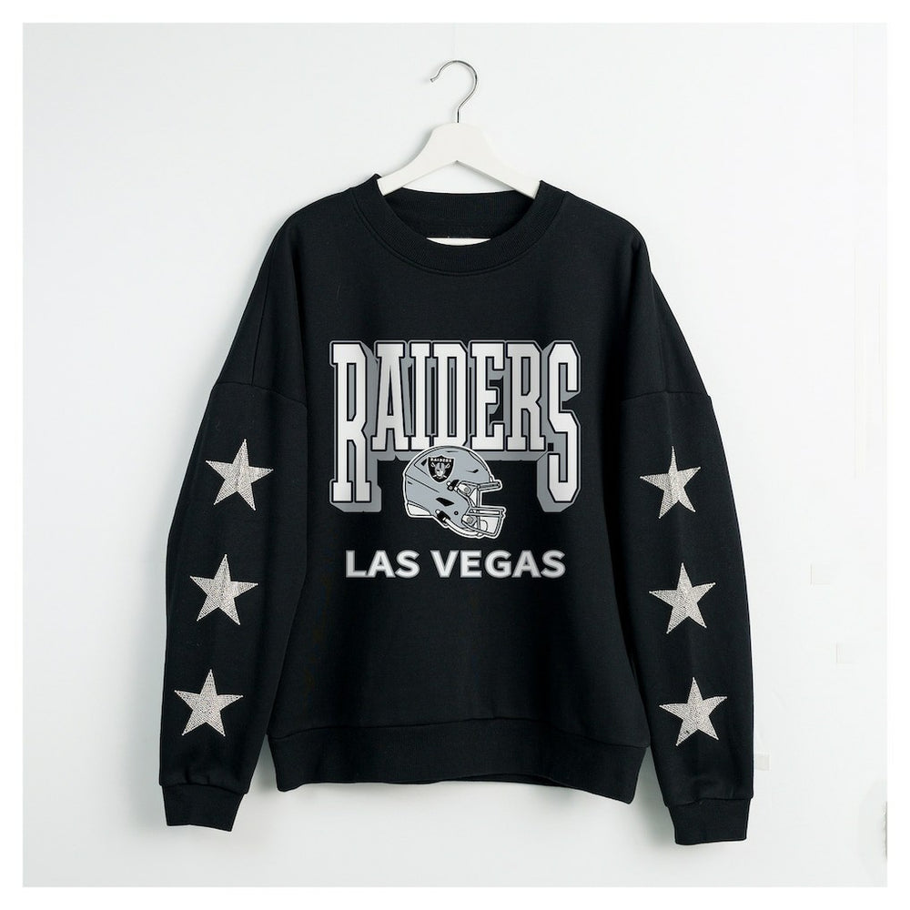 Gameday Couture Women's Pure Victory Rhinestud Star-Sleeve Pullover Sweatshirt - Las Vegas Raiders