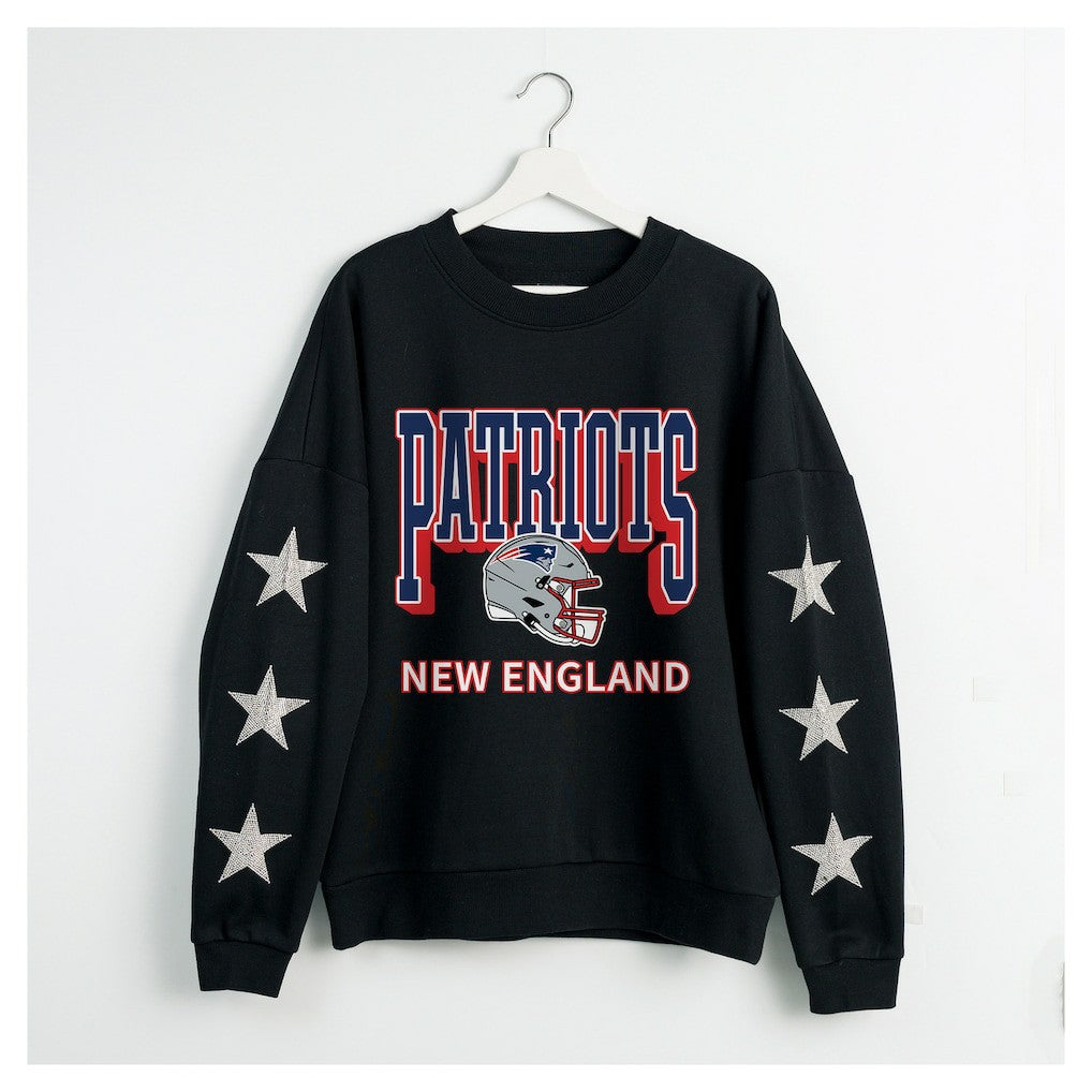 Gameday Couture Women's Pure Victory Rhinestud Star-Sleeve Pullover Sweatshirt - New England Patriots