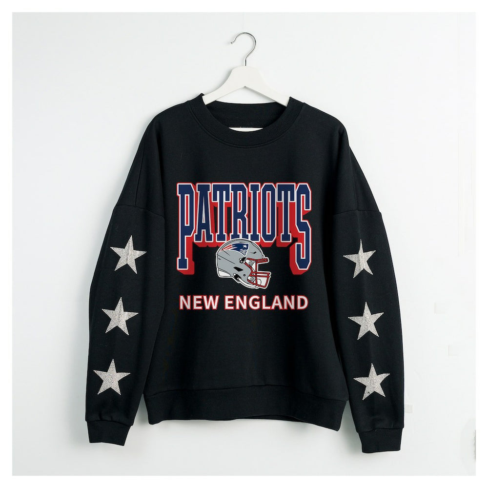 Gameday Couture Women's Pure Victory Rhinestud Star-Sleeve Pullover Sweatshirt - New England Patriots