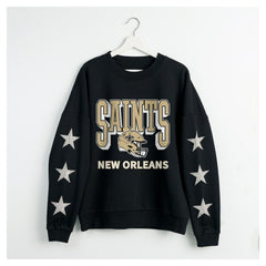 Gameday Couture Women's Pure Victory Rhinestud Star-Sleeve Pullover Sweatshirt - New Orleans Saints