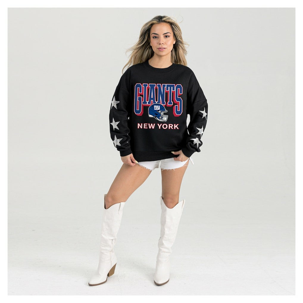 Gameday Couture Women's Pure Victory Rhinestud Star-Sleeve Pullover Sweatshirt - New York Giants