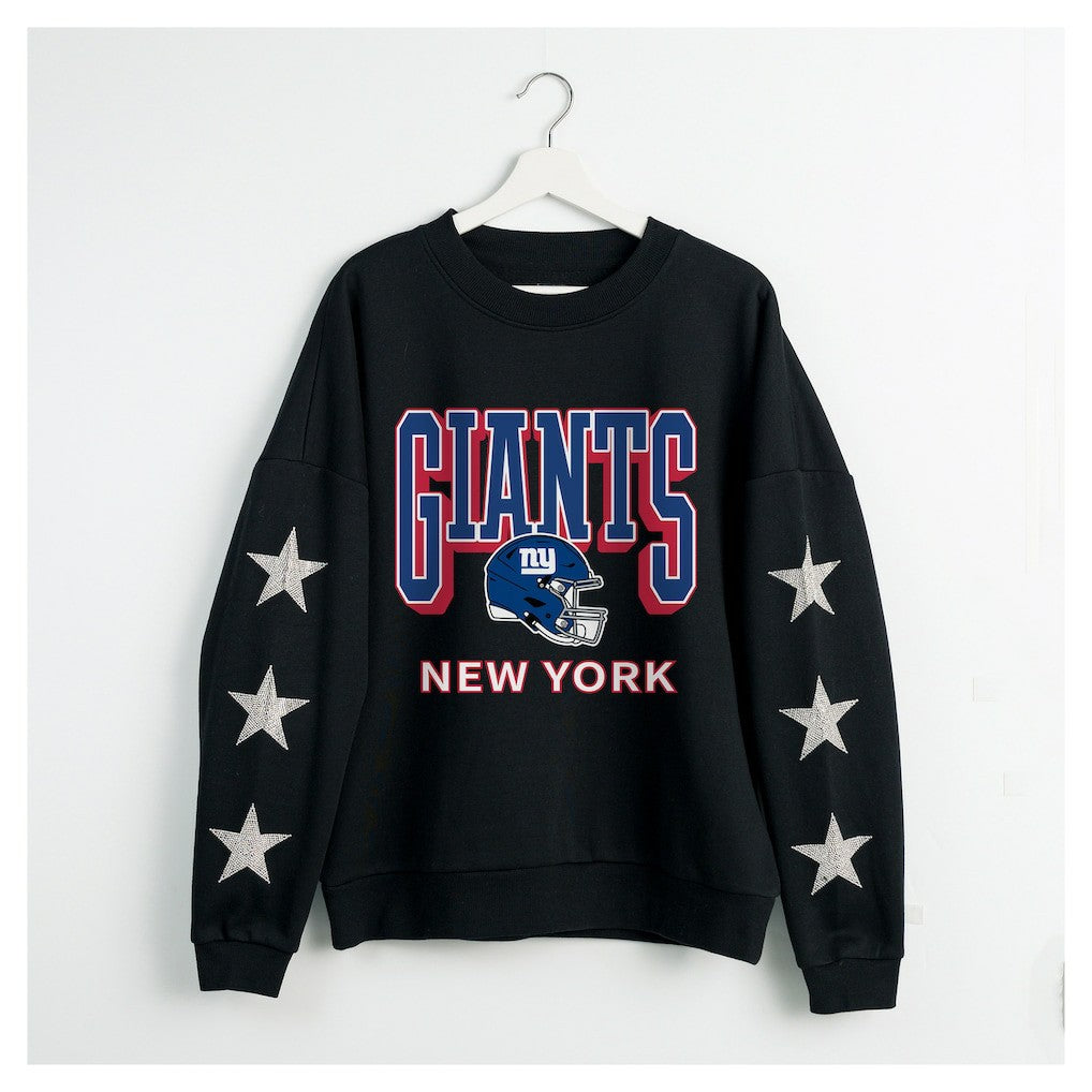 Gameday Couture Women's Pure Victory Rhinestud Star-Sleeve Pullover Sweatshirt - New York Giants