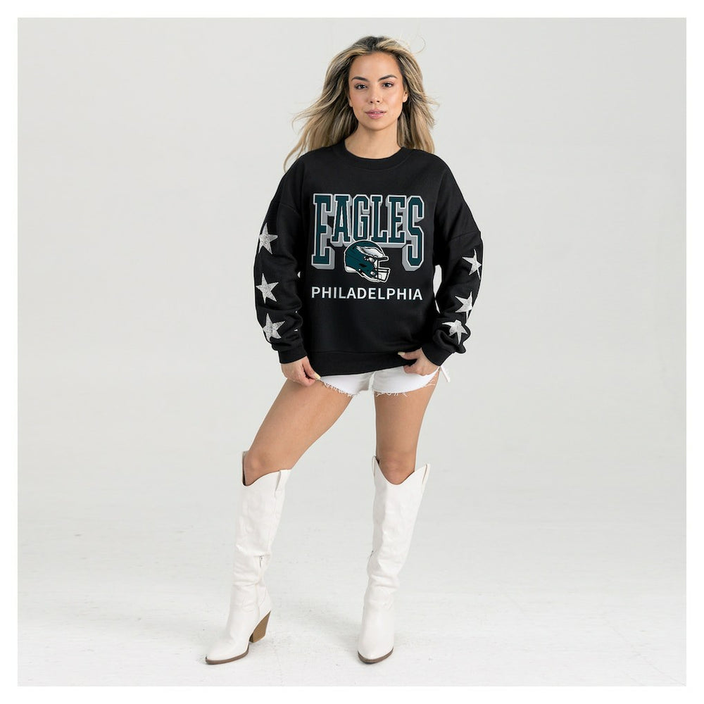 Gameday Couture Women's Pure Victory Rhinestud Star-Sleeve Pullover Sweatshirt - Philadelphia Eagles