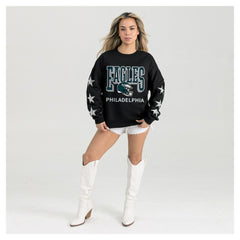 Gameday Couture Women's Pure Victory Rhinestud Star-Sleeve Pullover Sweatshirt - Philadelphia Eagles