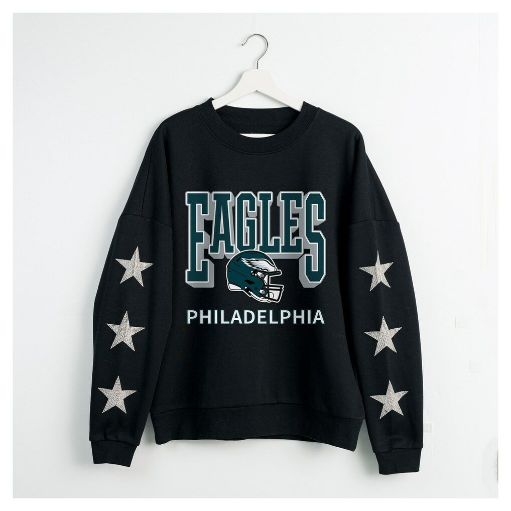Gameday Couture Women's Pure Victory Rhinestud Star-Sleeve Pullover Sweatshirt - Philadelphia Eagles