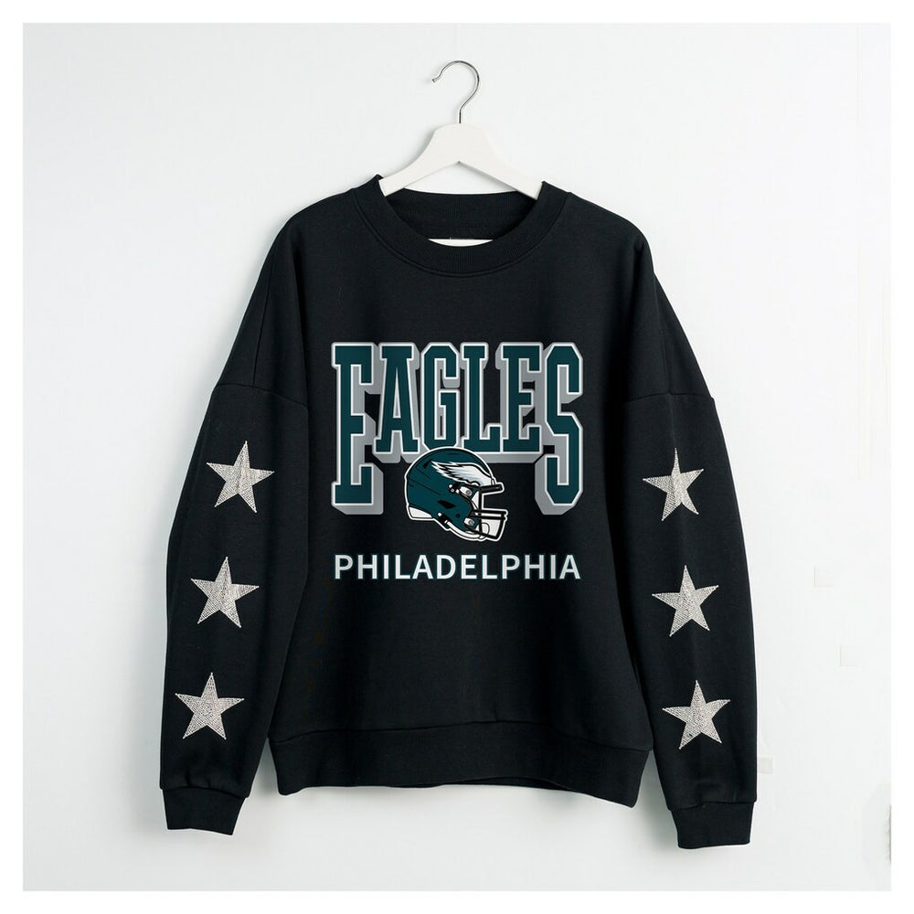 Gameday Couture Women's Pure Victory Rhinestud Star-Sleeve Pullover Sweatshirt - Philadelphia Eagles