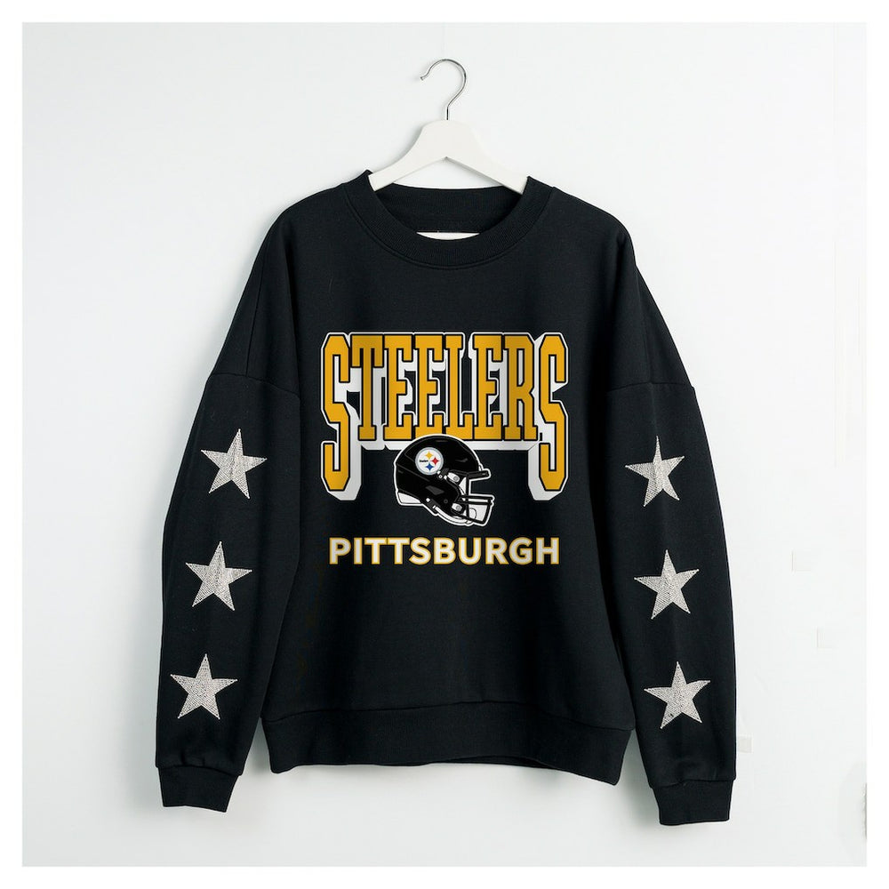 Gameday Couture Women's Pure Victory Rhinestud Star-Sleeve Pullover Sweatshirt - Pittsburgh Steelers