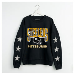 Gameday Couture Women's Pure Victory Rhinestud Star-Sleeve Pullover Sweatshirt - Pittsburgh Steelers