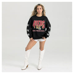 Gameday Couture Women's Pure Victory Rhinestud Star-Sleeve Pullover Sweatshirt - San Francisco 49ers