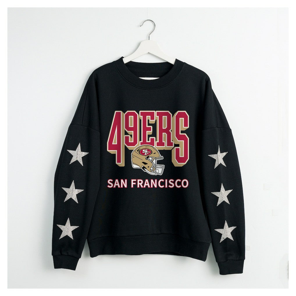 Gameday Couture Women's Pure Victory Rhinestud Star-Sleeve Pullover Sweatshirt - San Francisco 49ers