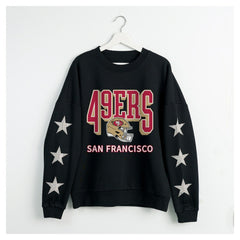 Gameday Couture Women's Pure Victory Rhinestud Star-Sleeve Pullover Sweatshirt - San Francisco 49ers