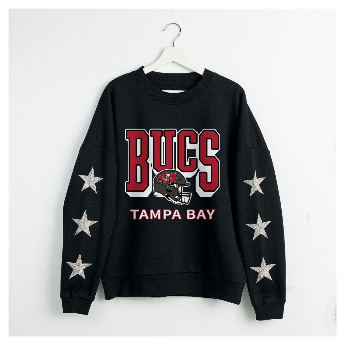 Gameday Couture Women's Pure Victory Rhinestud Star-Sleeve Pullover Sweatshirt - Tampa Bay Buccaneers