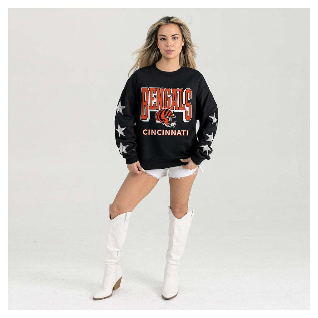 Gameday Couture Women's Pure Victory Rhinestud Star-Sleeve Pullover Sweatshirt - Cincinnati Bengals